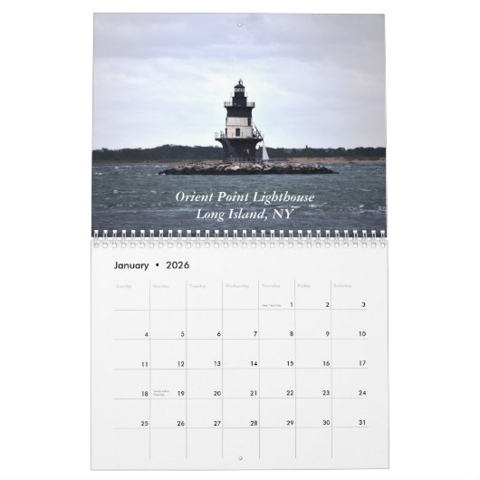 灯台の壁掛け カレンダー (1月 2026)
