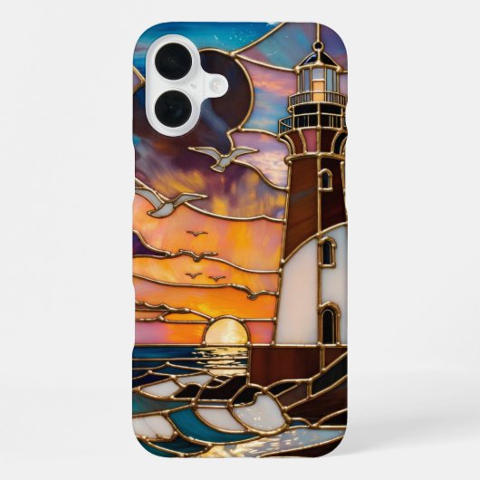 灯台の夕焼けスマホケース 海の風景 iPhoneケース (裏面)