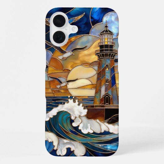 灯台の波iPhoneケース 海の夕焼けデザイン iPhoneケース (裏面)