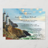 灯台の海辺の結婚式招待状 招待状 (正面/裏面)