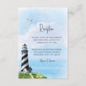 灯台の航海をテーマにした水彩画の結婚式の披露宴 エンクロージャーカード (正面)