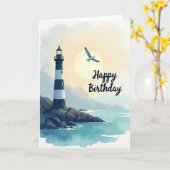 灯台の誕生日カード カード (黄色い花)