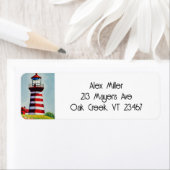 灯台の赤と白イラストレーションストライプの ラベル (インサイチュ)