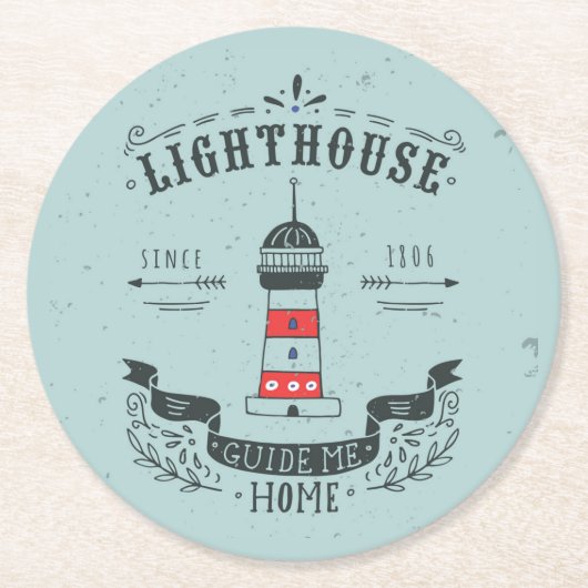 灯台は私を家ポスター導きます ラウンドペーパーコースター (正面)