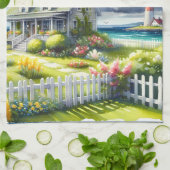 灯台を見下ろすコテージ キッチンタオル (折り畳み)