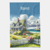 灯台を見下ろすコテージ キッチンタオル (縦)