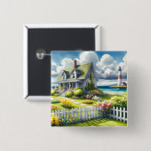 灯台を見下ろすコテージ 缶バッジ (正面&裏面)