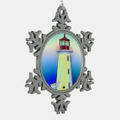 灯台オーナメントのペギーの入江ノバスコシア スノーフレークピューターオーナメント (左)