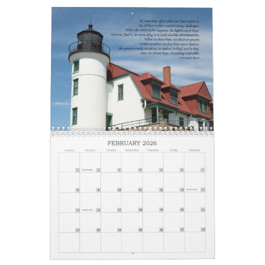 灯台カレンダーに役立つために造られる カレンダー (2月 2026)