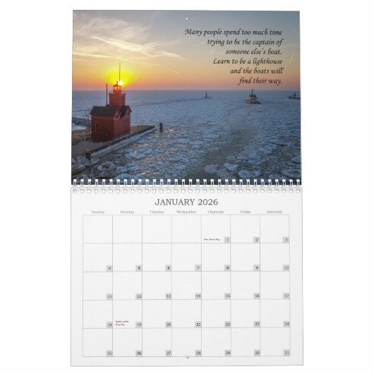 灯台カレンダーに役立つために造られる カレンダー (1月 2026)