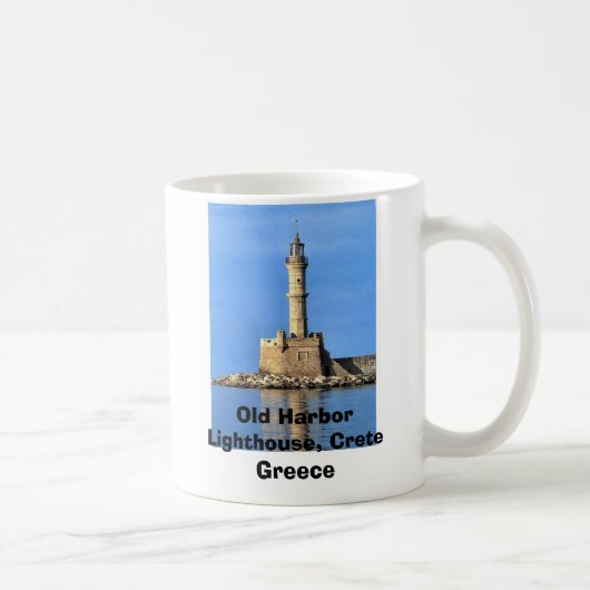 灯台クレタギリシャの古い港、古い港… コーヒーマグカップ (右)