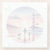 灯台サンセットウォーク 海岸の風景 ガラスコースター (裏面)