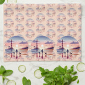 灯台サンセットウォーク　海岸の風景 キッチンタオル (折り畳み)