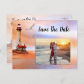 灯台ビーチの保存日付の写真カード 案内ポストカード (正面/裏面)