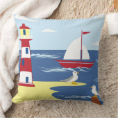 灯台ビーチの船のカモメの装飾の枕 クッション (ブランケット)