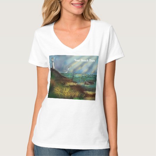 灯台ビーチ 女性用Tシャツ Tシャツ (正面)