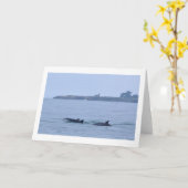 灯台ブランクの挨拶状のイルカ カード (黄色い花)