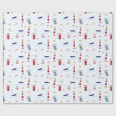 灯台帆船ヒトデベ航海のビーシャワー ラッピングペーパー (フラット)