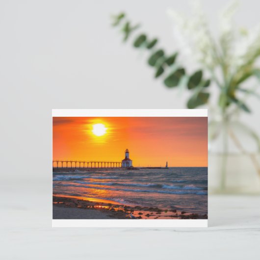 灯台日没 ポストカード (スタンド正面)