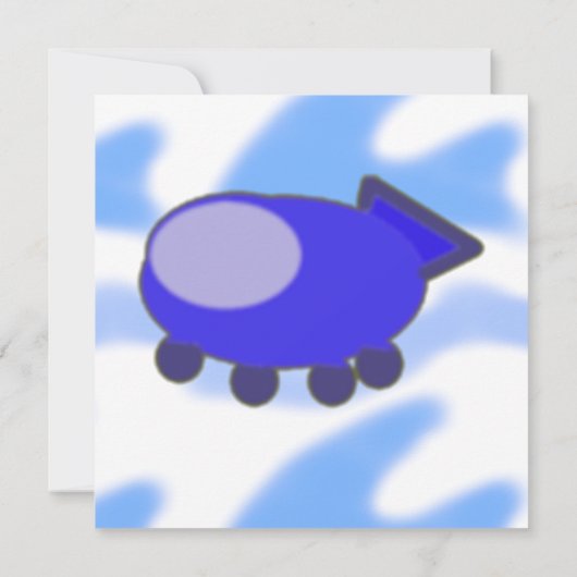 灯台桟橋の複葉機 青い波 招待状 (裏面)