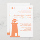 灯台結婚式の開催地の珊瑚の航海のな招待状 招待状 (正面/裏面)