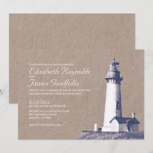 灯台結婚式招待状 招待状 (正面/裏面)