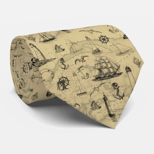 灯台航海のと帆船ヴィンテージ ネクタイ (ロール)