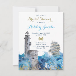 灯台航海の波船ブライダルシャワー 招待状