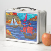 灯台赤と白と船舶 メタルランチボックス (インサイチュ)