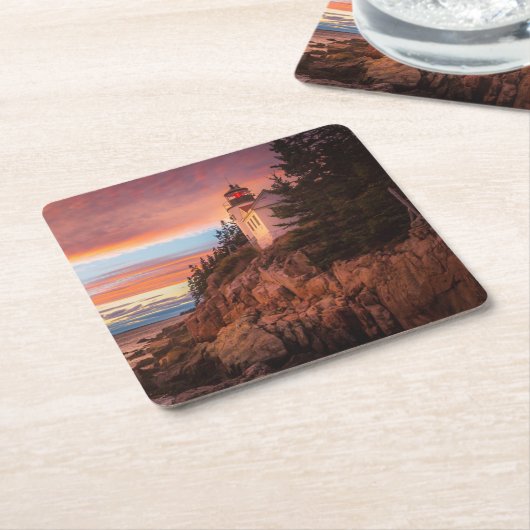 灯台 |アカディア国立公園メイン スクエアペーパーコースター (アングル)