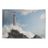 灯台 |クラッシュ波のある灯台 枕カバー (裏面)