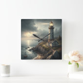 灯台 スクエア壁時計 (ホーム)