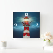 灯台 スクエア壁時計 (ホーム)