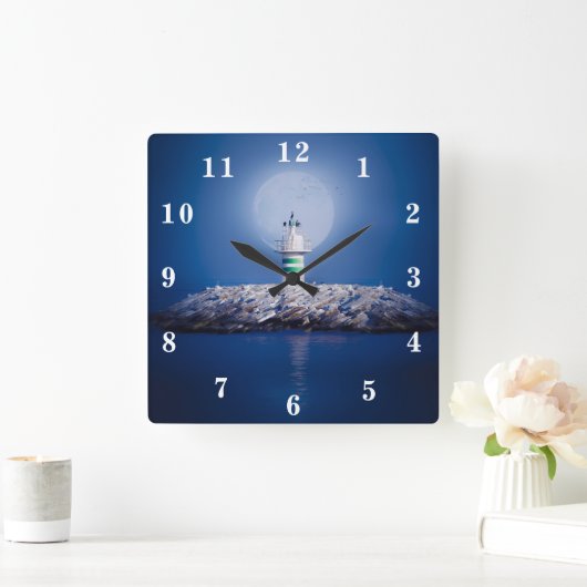 灯台 スクエア壁時計 (ホーム)