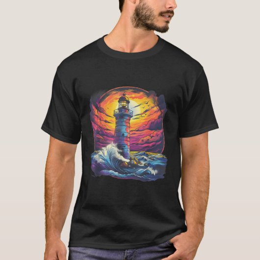 灯台 セーリング 海 ビーチ 乗船 海辺 ハウス Tシャツ (正面)