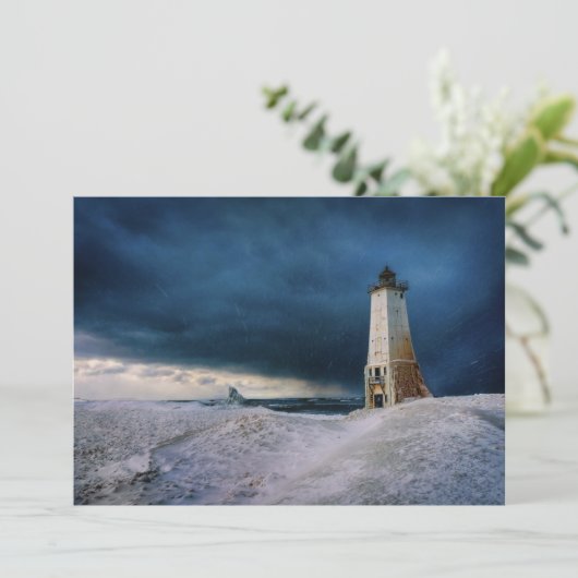 灯台 |フランクフォートライトハウスミシガン湖 サンキューカード (スタンド正面)