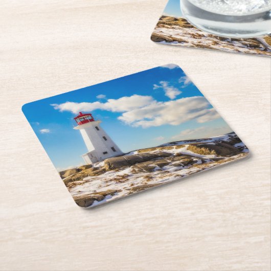 灯台 |ペギーズコーブノバスコシア スクエアペーパーコースター (アングル)