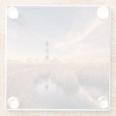 灯台 |ボーディアイランドアウターバンクNC ガラスコースター (裏面)