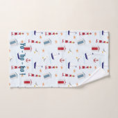 灯台,ボート, & Flags赤,白,青 ハンドタオル (ハンドタオル)