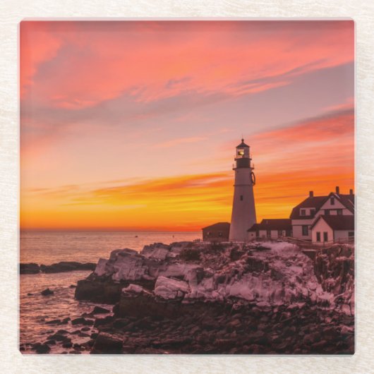 灯台 |ポートランドケープエリザベスメイン ガラスコースター (正面)