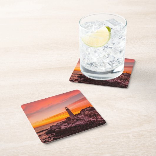 灯台 |ポートランドケープエリザベスメイン スクエアペーパーコースター (インサイチュ)