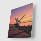 灯台 |メイン州サウスポートランド スクエア壁時計 (傾斜)