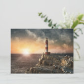 灯台 |レッド&ホワイトライトハウス サンキューカード (スタンド正面)