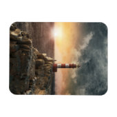 灯台 |レッド&ホワイトライトハウス マグネット (横)