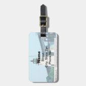 灯台，橋とボート， Newport, RI ラゲッジタグ (正面縦)