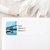 灯台，橋とボート， Newport, RI ラベル (インサイチュ)