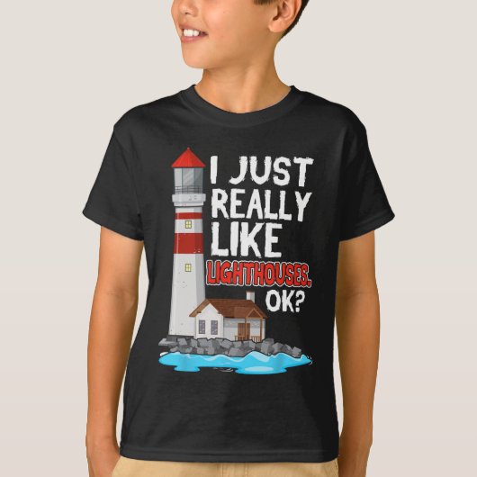 灯台 海辺の灯台が好き Tシャツ (正面)