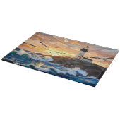 灯台 海 夕焼け カッティングボード 海岸の芸術 (角)