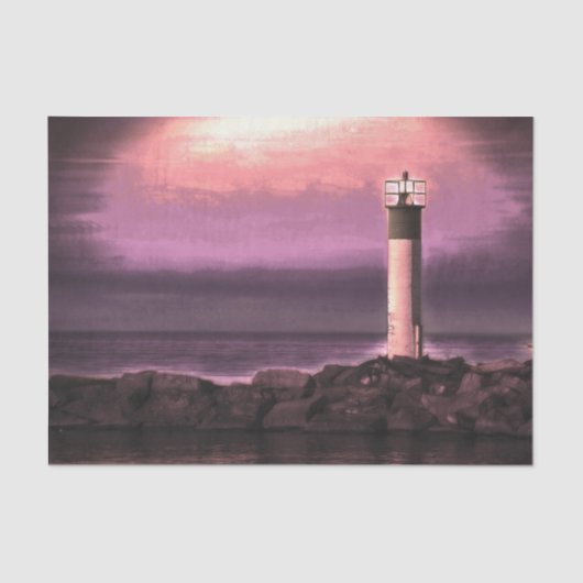 灯台 紫色天空 日落 湖 薄葉紙 (正面)