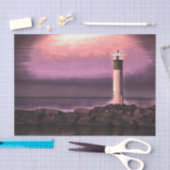 灯台 紫色天空 日落 湖 薄葉紙 (クラフト)